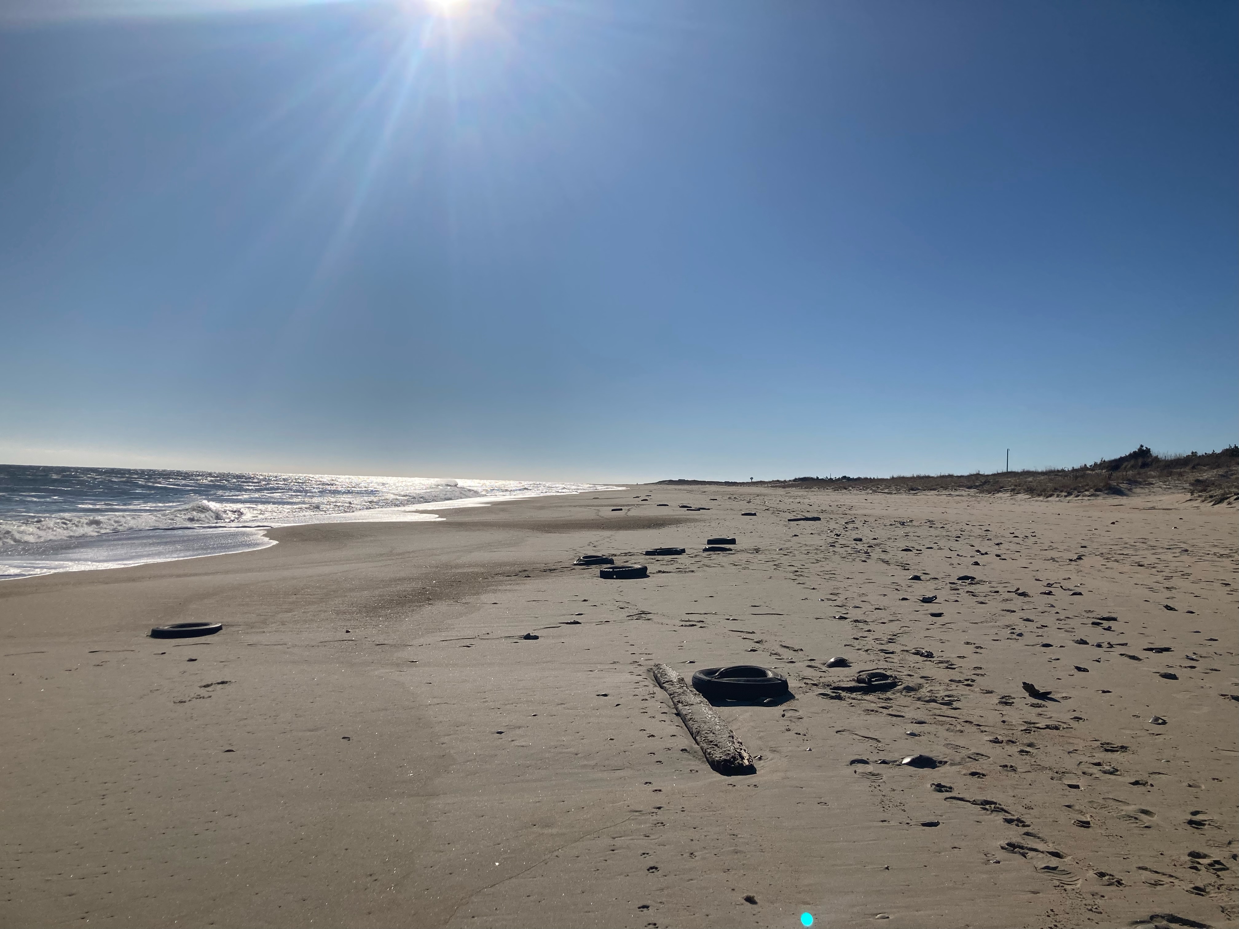 Old tires on a beach